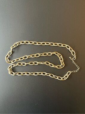Chain Link Belt Size Medium Goldtone Rope Texture Links 35" Long Waist Hip Belt